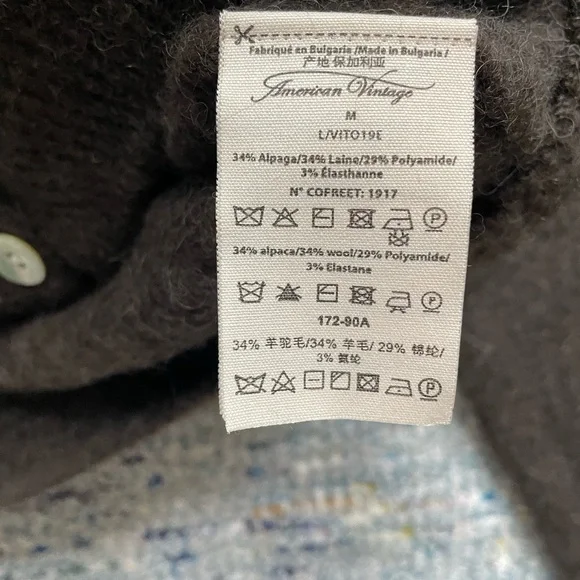 American Vintage Brown Melange Coffee Vitow Cardigan Sweater NWT - Picture 5 of 7